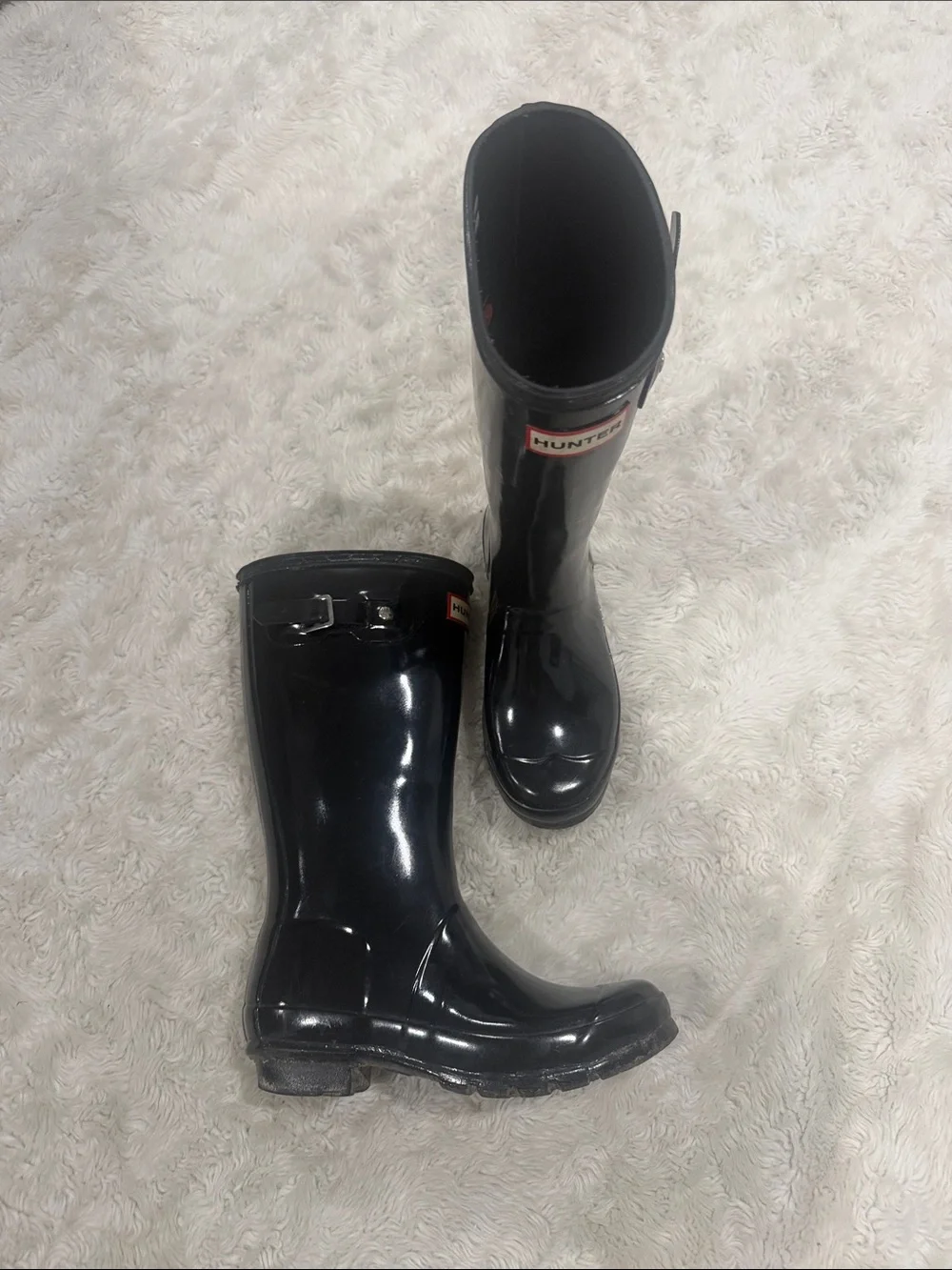 Hunter kids Gloss Black Mid-Calf Rain Boots Girls  Size‎ 3 B